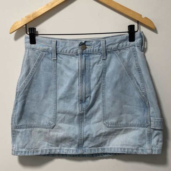 Aritzia Denim Forum The 90’s Utility Mini Skirt Light Blue Size 27 — 100% Cotton - Picture 4 of 12